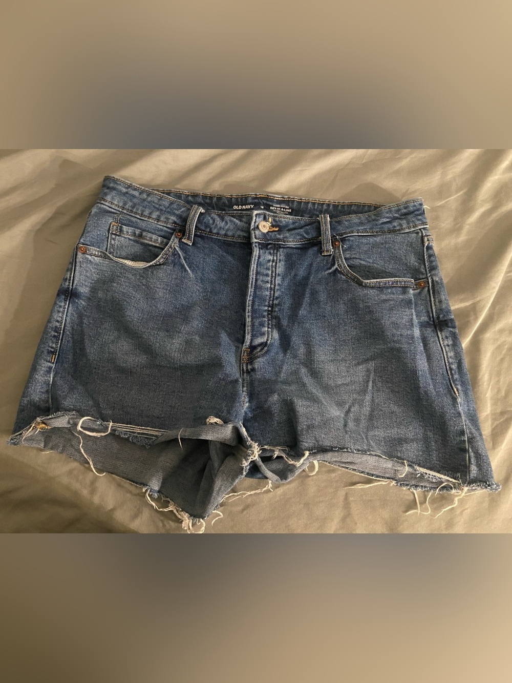 Old Navy Women’s 16 Sky-Hi A-Line Denim Cutoff Dark Blue Classic Jean Shorts